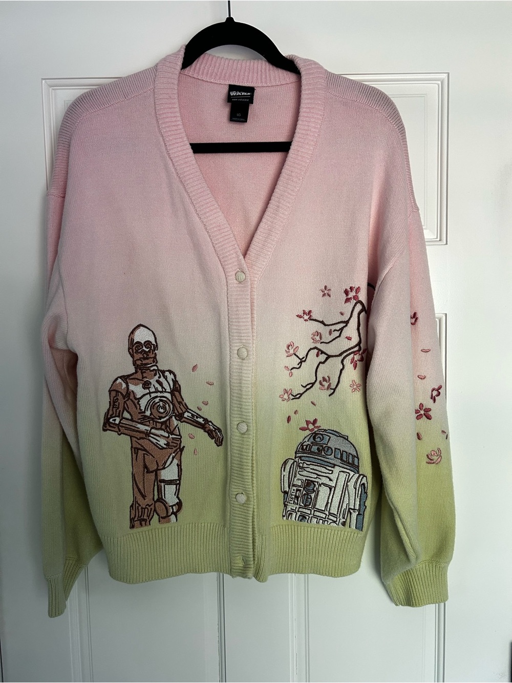 Her Universe Pink to Light Green Gradient Cardigan with Droid Embroidery - Picture 2 of 4